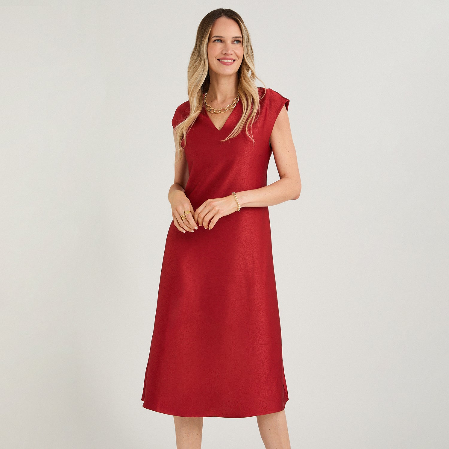 Vestido Corto sin Mangas Satin Rojo